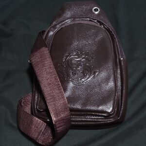 Men's Brown Leather Sling Bag - Compact Crossbody